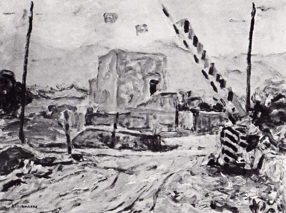 Passaggio a livello, sd 1948-’50, olio cm 30x40, Cava dei Tirreni (Sa), collezione privata